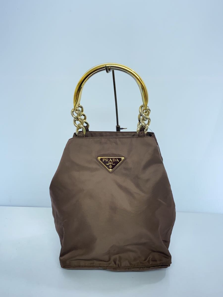 PRADA - 【中古】PRADA◆ハンドバッグ/ナイロン/BRW/無地【バッグ】