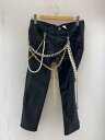 【中古】JUNYA WATANABE COMME des GARCONS◆クロップドパンツ/S/コットン/BLK/jk-p024/チェーン/パール【レディースウ...