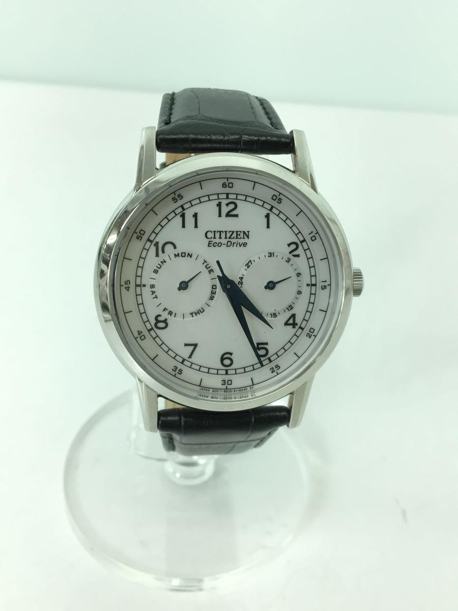 楽天2nd STREET 楽天市場店【中古】CITIZEN◆ECO-DRIVE/クォーツ/アナログ/レザー/ホワイト/ブラック/AO9000-06B/8635-S079756【服飾雑貨他】