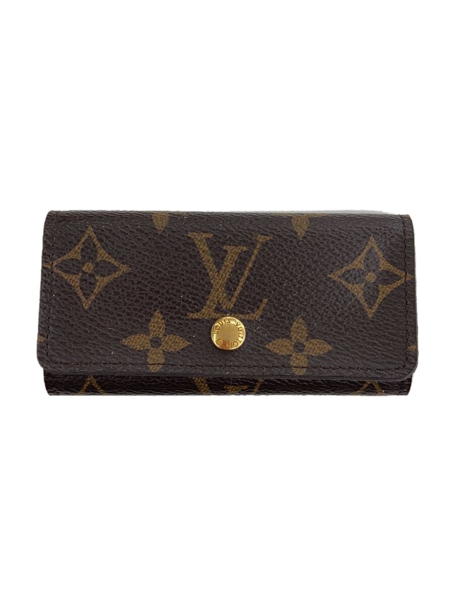 【中古】LOUIS VUITTON◆ミュルティクレ4_モノグラム・キャンバス_BRW/PVC/BRW/総柄/メンズ【服飾雑貨他】