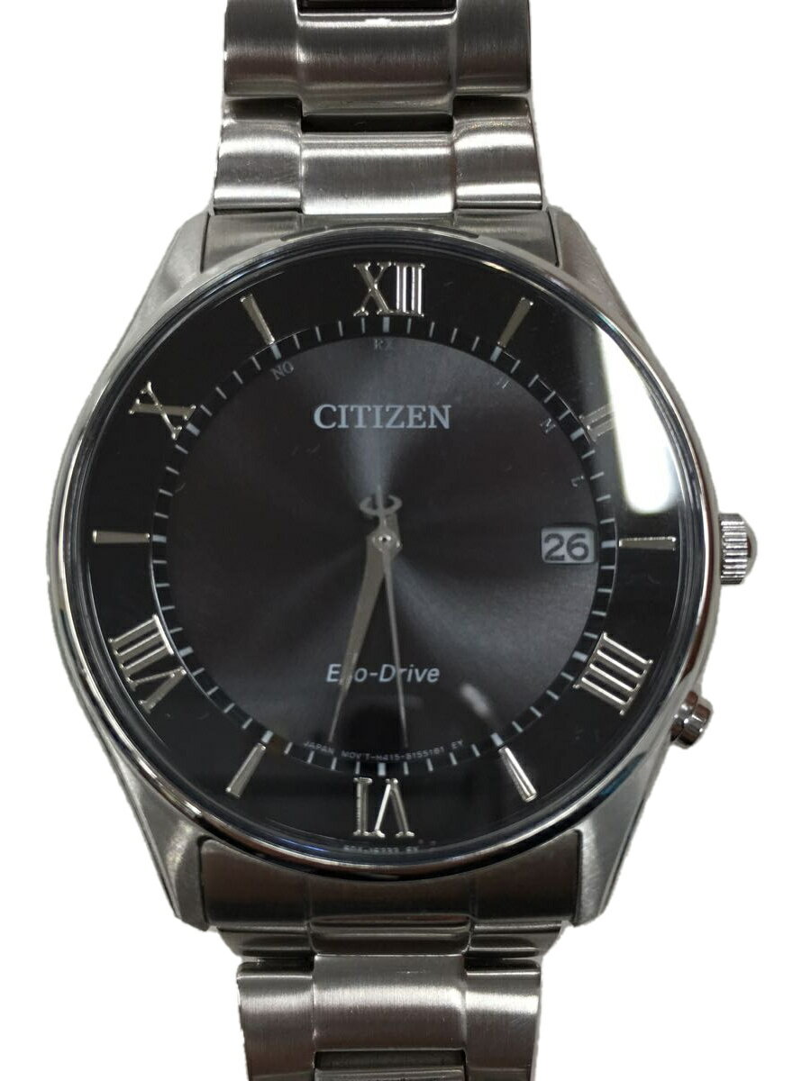 【中古】CITIZEN◆シチズン/ソーラー腕時計/アナログ/ステンレス/黒/シルバー/SS/h415-s112907/eco dr【服飾雑貨他】