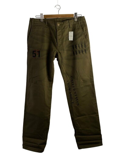 【中古】OLD CROW◆ストレートパンツ/L/コットン/KHK【メンズウェア】 【中古】OLD CROW◆ストレートパンツ/L/コットン/KHK【メンズウェア】