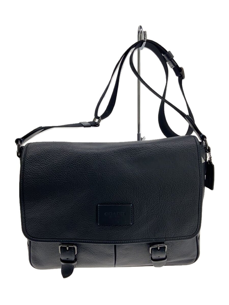 COACH - 【中古】COACH◆スプリント・メッセンジャー/レザー/BLK/無地//【バッグ】