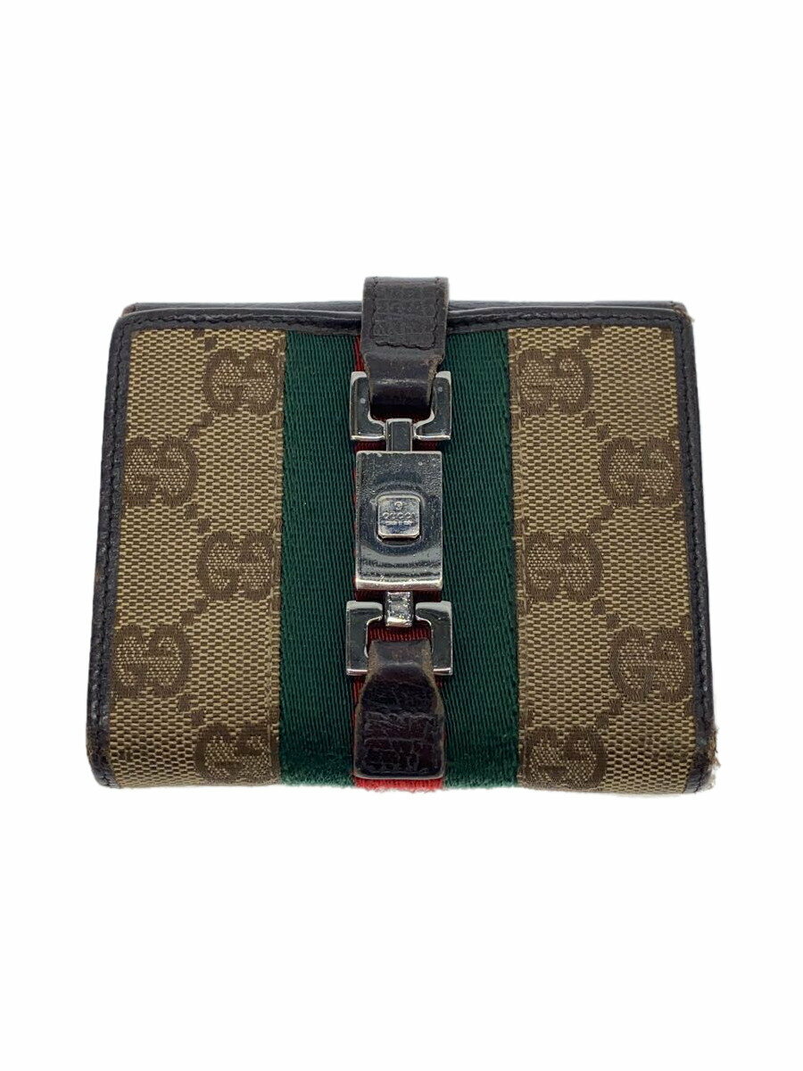 【中古】GUCCI◆2つ折り財布_ジャッキー_GGキャンバス_シェリー/キャンバス/レディース【服飾雑貨他】