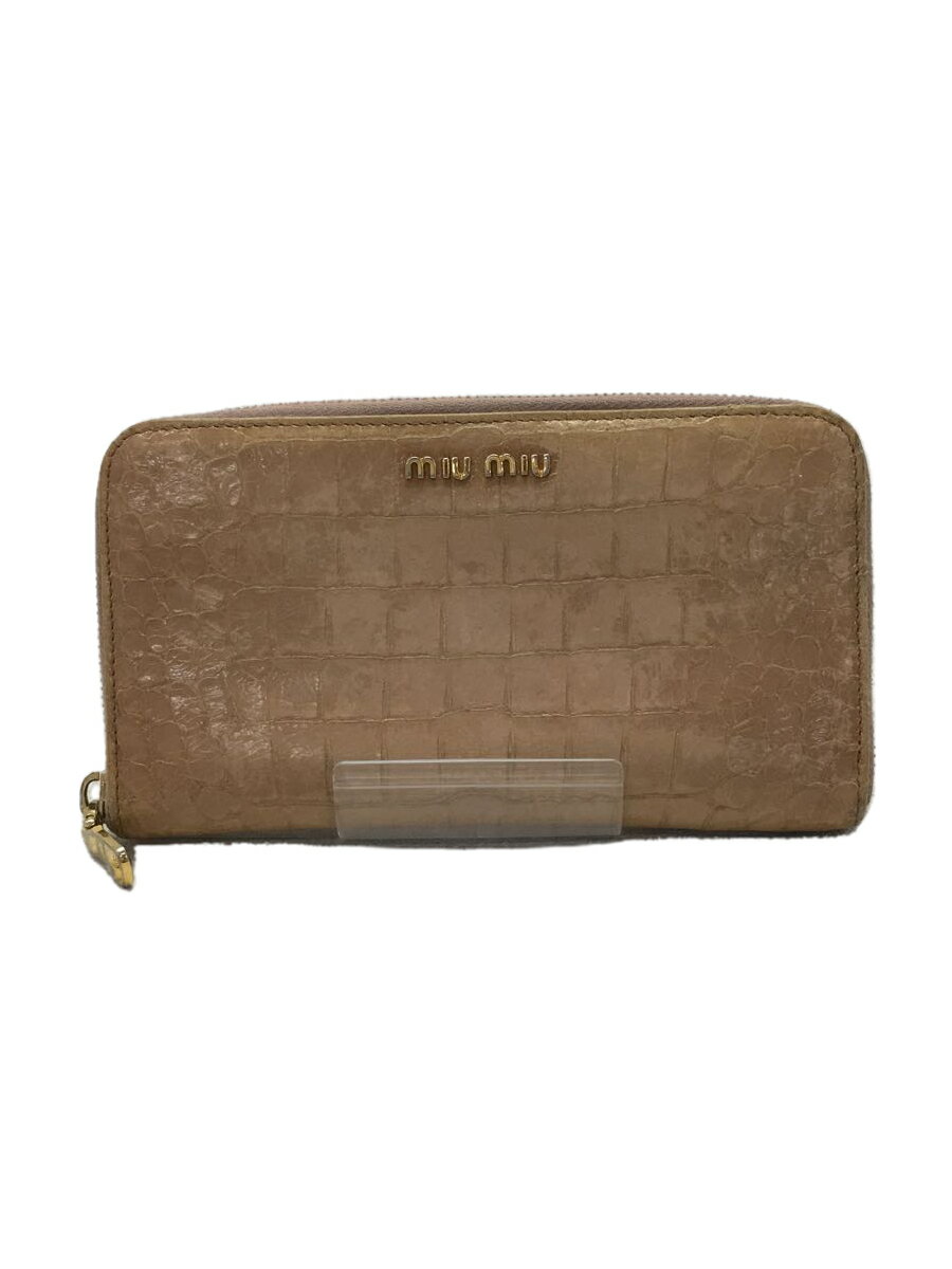 【中古】MIU MIU◆長財布/レザー/BEG/