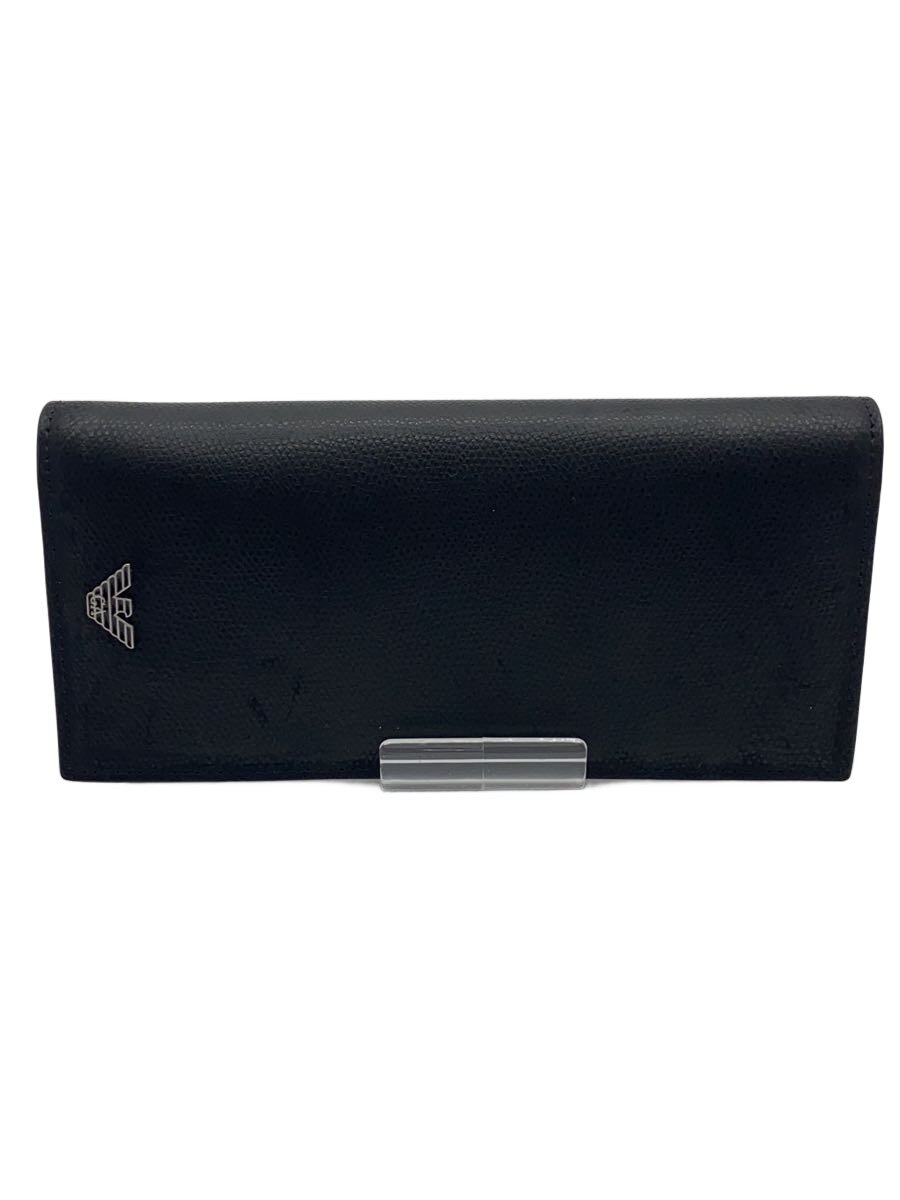 【中古】EMPORIO ARMANI◆長財布/--/BLK/無地/メンズ【服飾雑貨他】