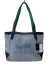 【中古】COACH◆トートバッグ_カラーブロック_ウィズ・ホース・アンド・キャリッジ_ブラック×グリーンレザー/レザー【バッグ】