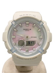 【中古】CASIO◆ソーラー腕時計_BABY-G/アナログ/ラバー/WHT/WHT【服飾雑貨他】