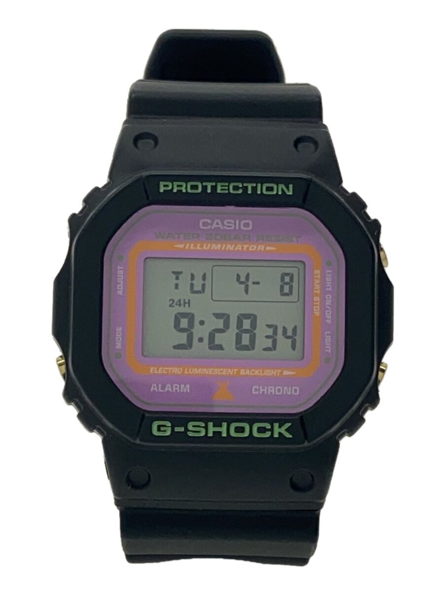 【中古】CASIO◆クォーツ腕時計/デジタル/ラバー/PNK/BLK/DW-5800VT【服飾雑貨他】