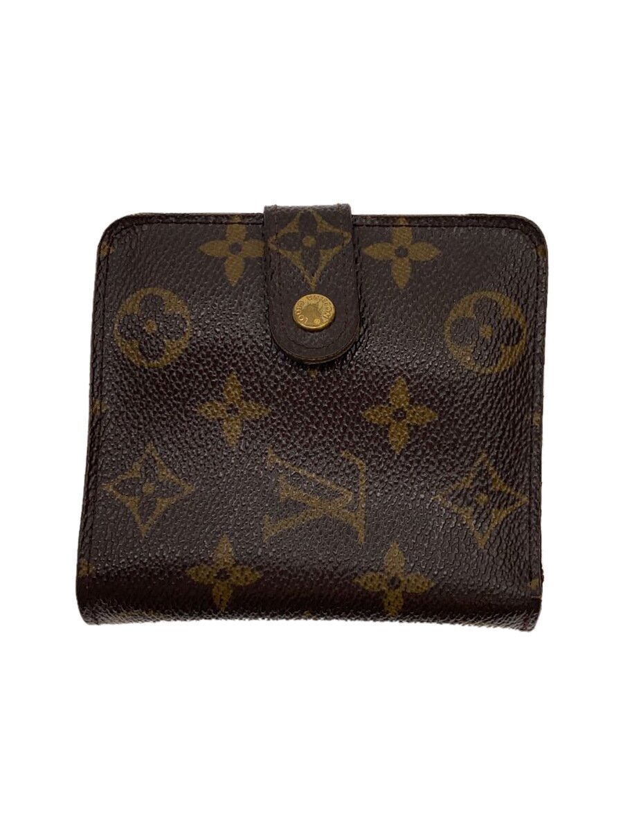 Rakuten - 【中古】LOUIS VUITTON◆コンパクト・ジップ_モノグラム・キャンバス_BRW/PVC/BRW/レディース【服飾雑貨他】
