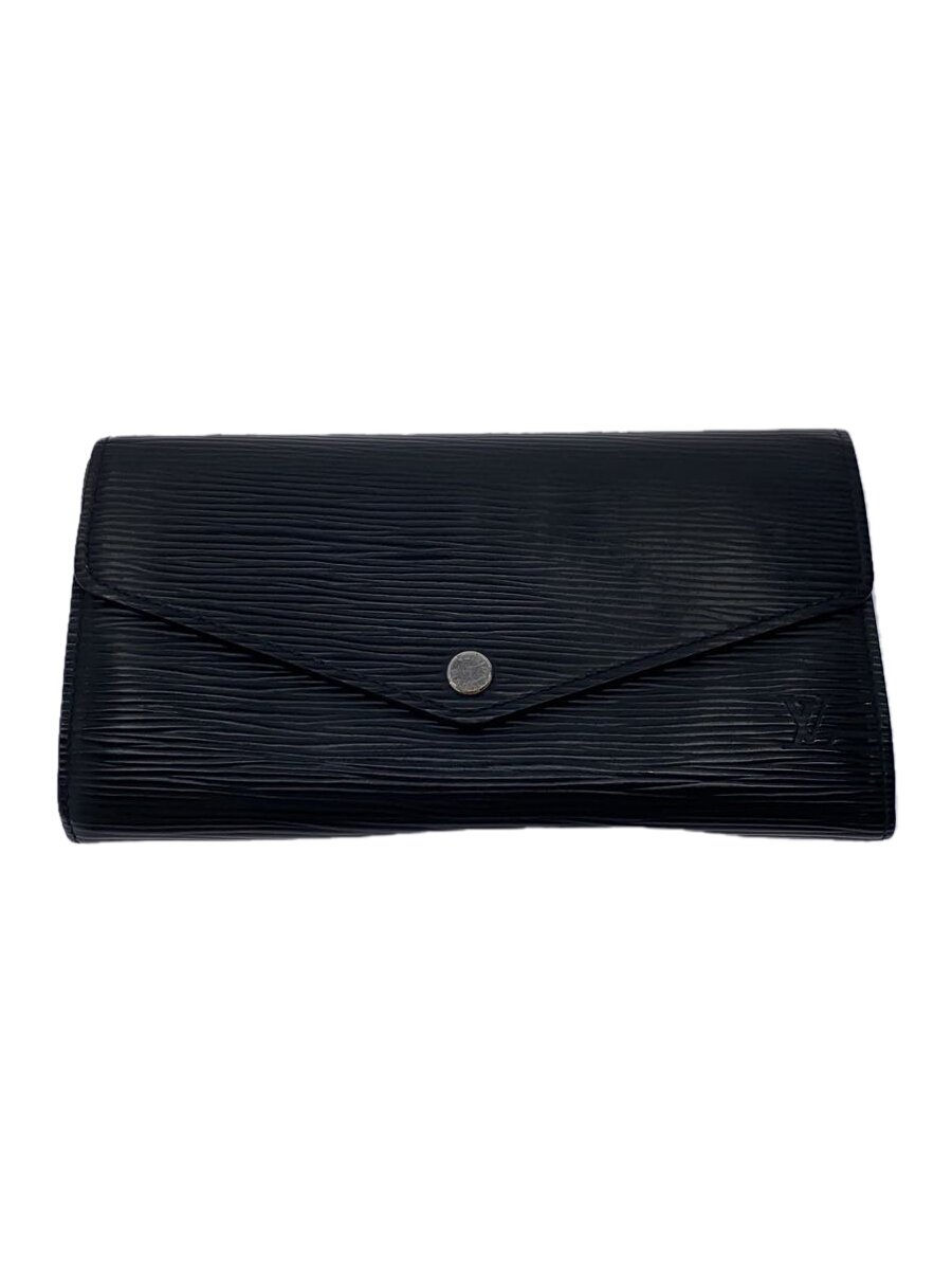 【中古】LOUIS VUITTON◆ポルト・フォイユ・サラ_エピ_BLK/レザー/BLK/メンズ【服飾雑貨他】