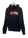 【中古】DIESEL◆DENIM DIVISION/ロゴ/フードパーカー/L/コットン/BLK【メンズウェア】