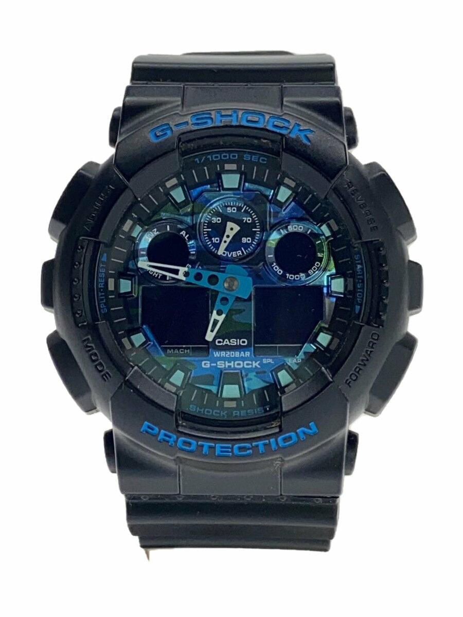 【中古】CASIO◆腕時計/デジタル/--/BLU/BLK/GA-100CB//【服飾雑貨他】