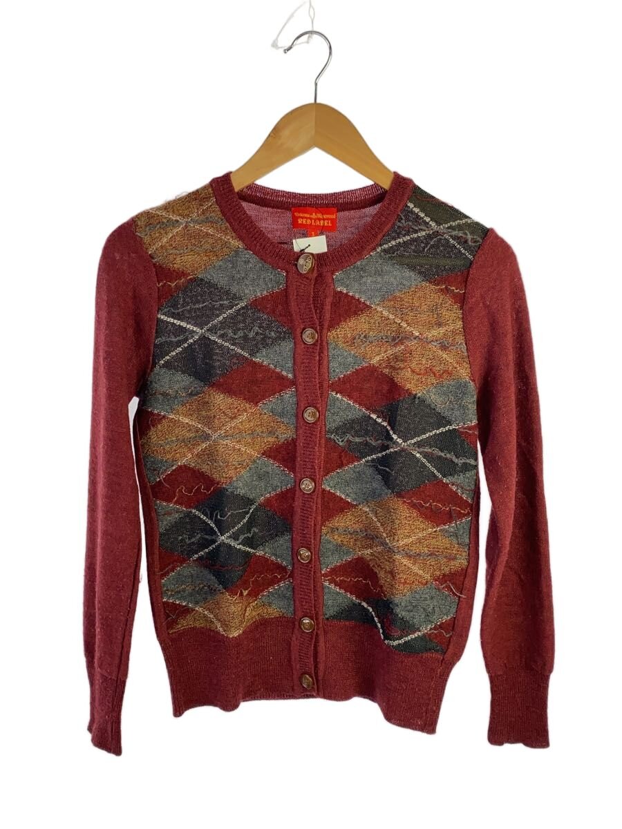 Vivienne Westwood RED LABEL◆カーディガン(薄手)/M/ウール/RED/無地/357-01-17044