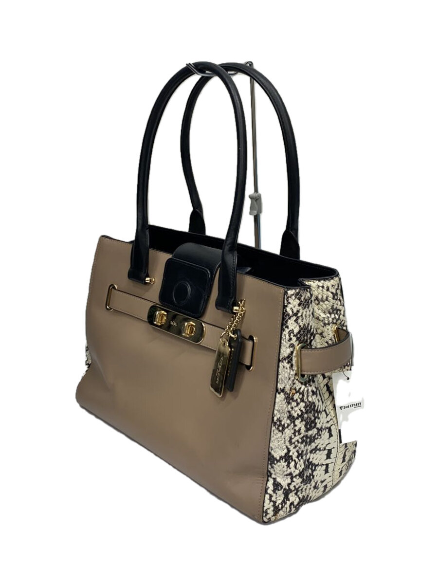 【中古】COACH◆スワッガー27/状態考慮/ハンドバッグ/レザー/BEG/アニマル/J1573【バッグ】