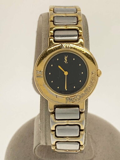 【中古】YVES SAINT LAURENT◆クォーツ腕時計/アナログ/ステンレス/BLK/SLV/gn-4-s【服飾雑貨他】 【中古】YVES SAINT LAURENT◆クォーツ腕時計/アナログ/ステンレス/BLK/SLV/gn-4-s【服飾雑貨他】