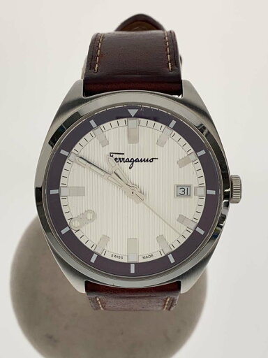 【中古】Salvatore Ferragamo◆EVOLUTION/クォーツ腕時計/アナログ/レザー/WHT/BRW/SS/SFNJ00120//【服飾雑貨他】 【中古】Salvatore Ferragamo◆EVOLUTION/クォーツ腕時計/アナログ/レザー/WHT/BRW/SS/SFNJ00120//【服飾雑貨他】