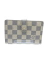 【中古】LOUIS VUITTON◆ポルト フォイユ ヴィエノワ_ダミエ アズール_WHT/PVC/WHT/レディース【服飾雑貨他】