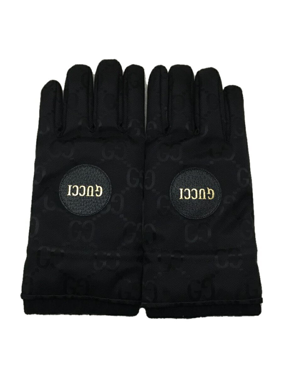 【中古】GUCCI◆Off The Grid Ski Gloves/ナイロン/BLK/総柄/メンズ/グッチ