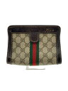 【中古】GUCCI◆ポーチ/レザー/BEG/PARFUMS【バッグ】