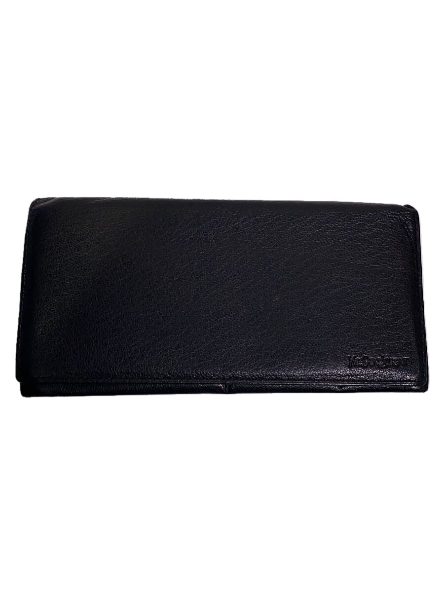 【中古】YVES SAINT LAURENT◆長財布/レザー/BLK/メンズ/内側剥がれ有/型崩れ【服飾雑貨他】