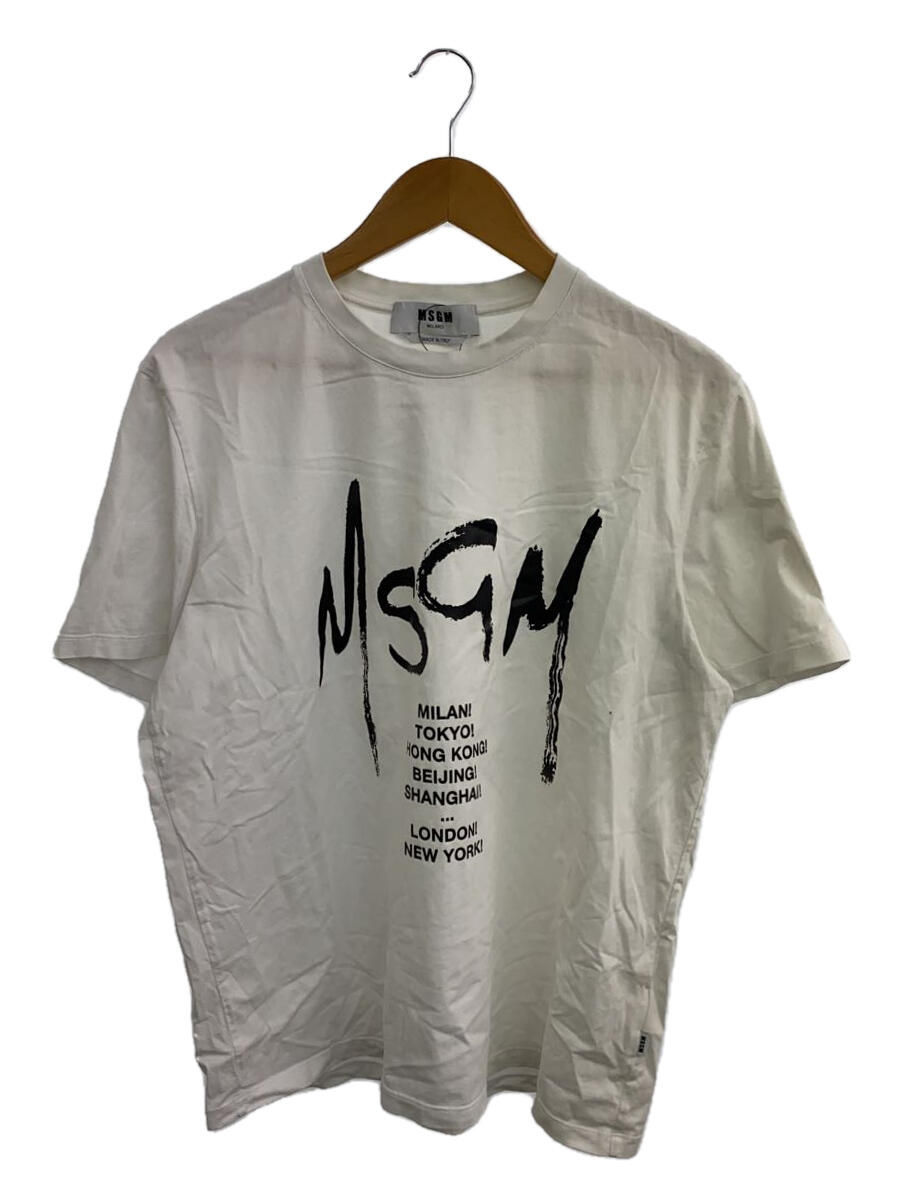 【中古】MSGM◆Tシャツ/M/コットン/WHT/プリント/2840MM249//【メンズウェア】