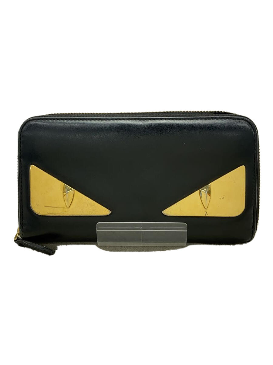 【中古】FENDI◆長財布/レザー/BLK/メ