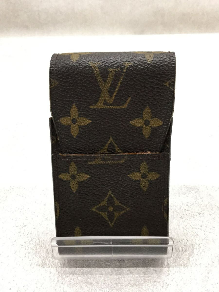 【中古】LOUIS VUITTON◆エテュイ・シガレット_モノグラム_BRW/PVC/BRW/メンズ/M63024/使用感有【服飾雑貨他】