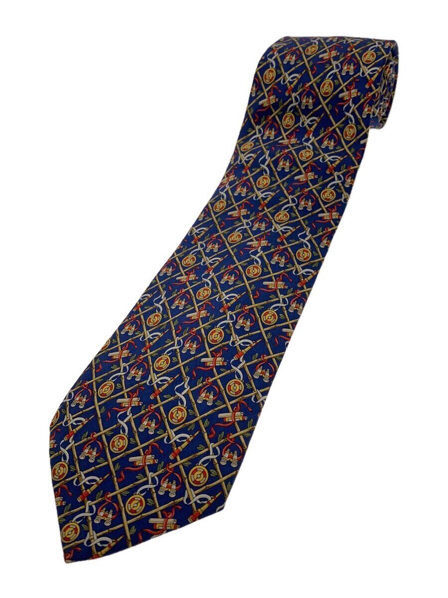FERRAGAMO - 【中古】Salvatore Ferragamo◆ネクタイ/シルク/NVY/総柄/メンズ【服飾雑貨他】