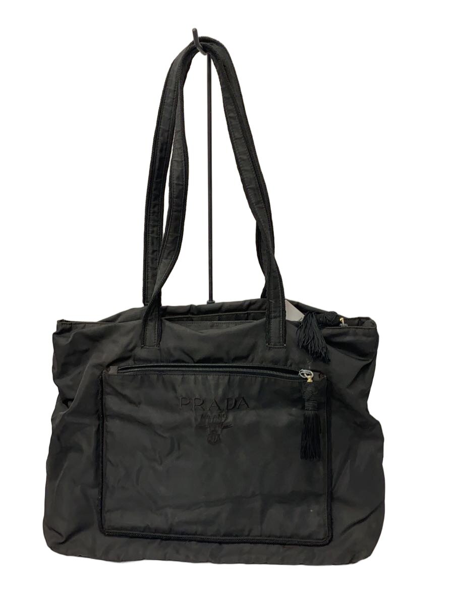 【中古】PRADA◆トートバッグ/ナイロン/BLK/無地【バッグ】