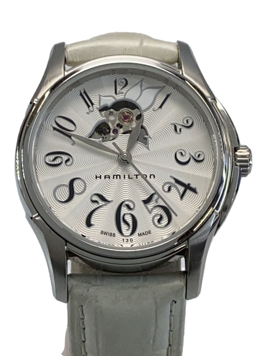 【中古】HAMILTON◆自動巻腕時計/アナログ/レザー/WHT/H323650【服飾雑貨他】