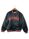 【中古】Supreme◆Mitchell Ness/21SS/satin varsity jacket/スタジャン/L/BLK【メンズウェア】