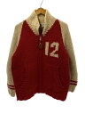 【中古】CANADIANSWEATER◆カウチン/カナダ製/ナンバリング/12/カーディガン(厚手)/--/ウール/RED【メンズウェア】