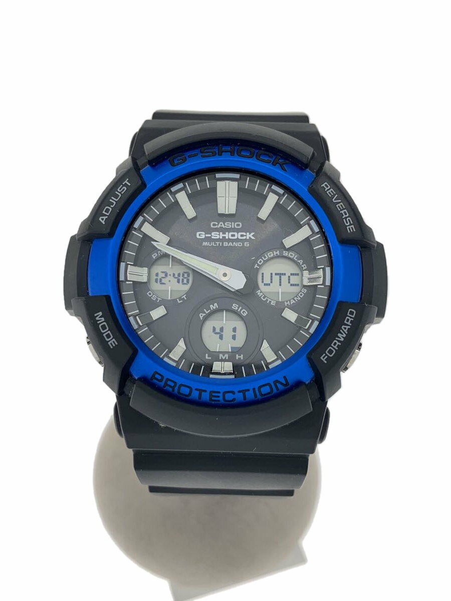 【中古】CASIO◆ソーラー腕時計・G-SHOCK/デジアナ/ラバー/BLK/BLK/SS【服飾雑貨他】