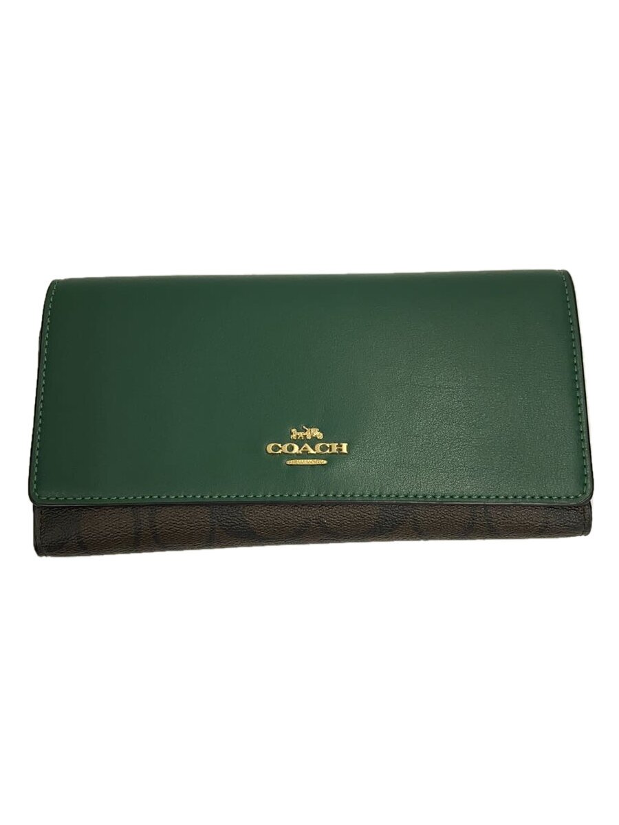 【中古】COACH◆長財布/--/GRN/総柄/レディース/G2381【服飾雑貨他】