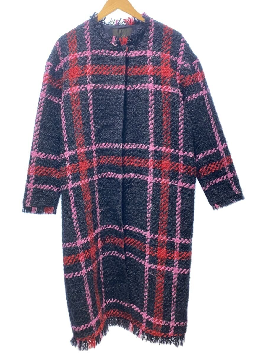 【中古】yori◆コート/FREE/アクリル/NVY/チェック/yr1725-083at【レディースウェア】