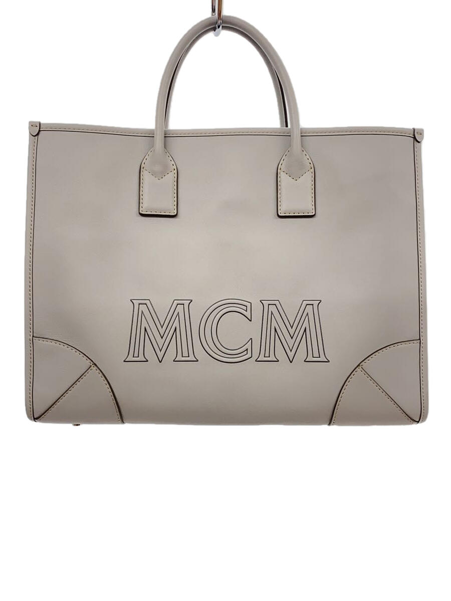 【中古】MCM◆トートバッグ/レザー/グレー/MWTCSBO05EI0001【バッグ】