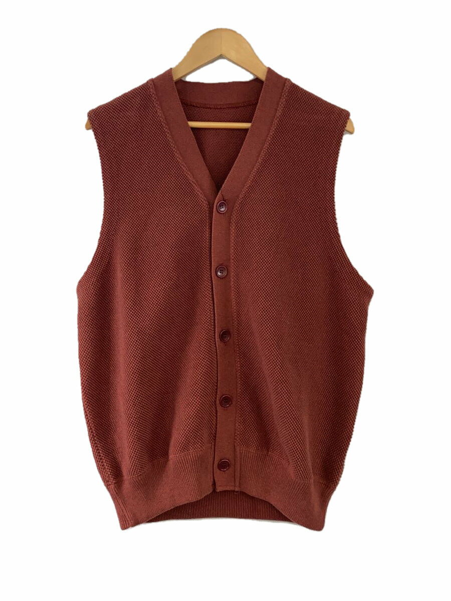 【中古】crepuscule◆ニットベスト(厚手)/2/コットン/RED/2301-003【メンズウェア】