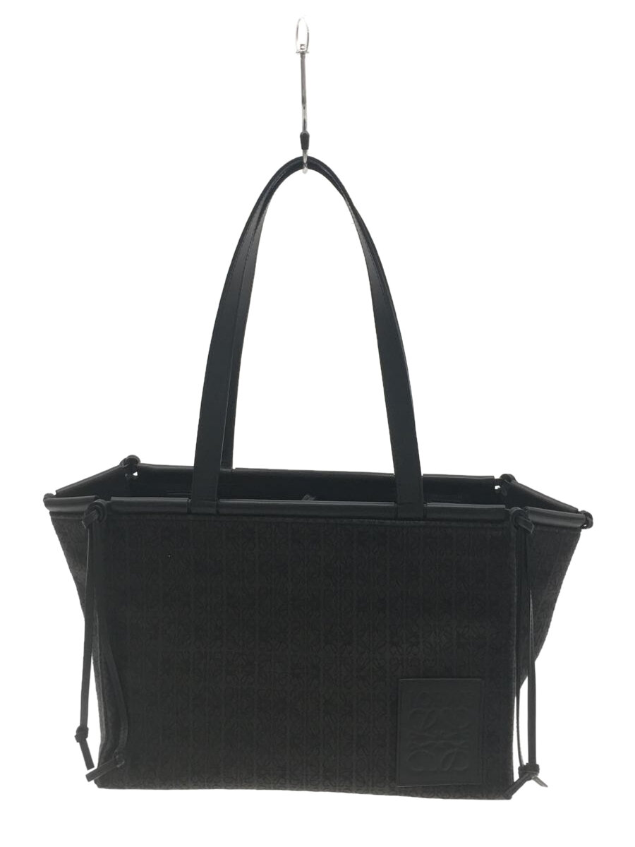 【中古】LOEWE◆CUSHION TOTE/トートバッグ/キャンバス/BLK/総柄//【バッグ】