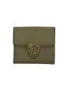 【中古】GUCCI◆2つ折り財布_インターロッキングG_レザー_アイボリー/レザー/CRM/レディース【服飾雑貨他】