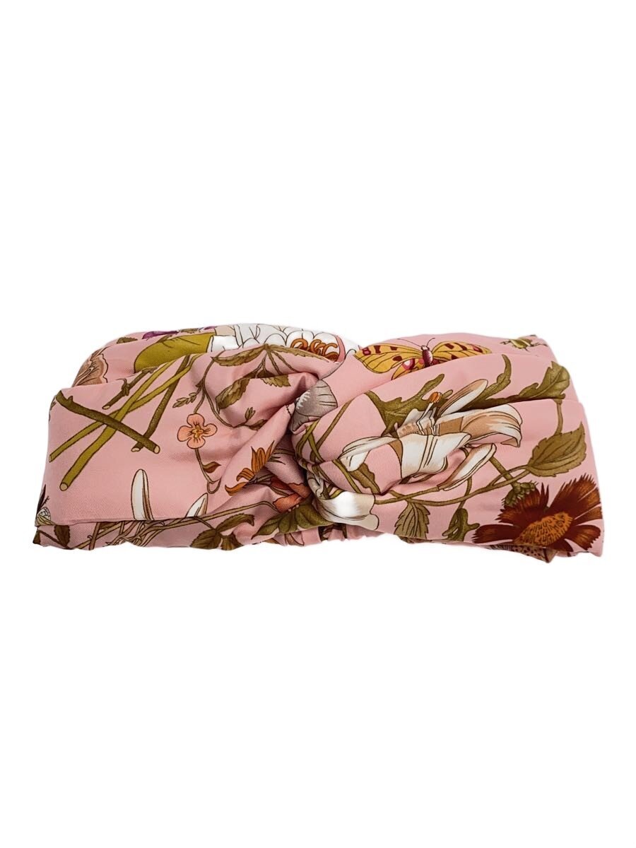 【中古】GUCCI◆フローラル/ヘアバンド/シルク/PNK/総