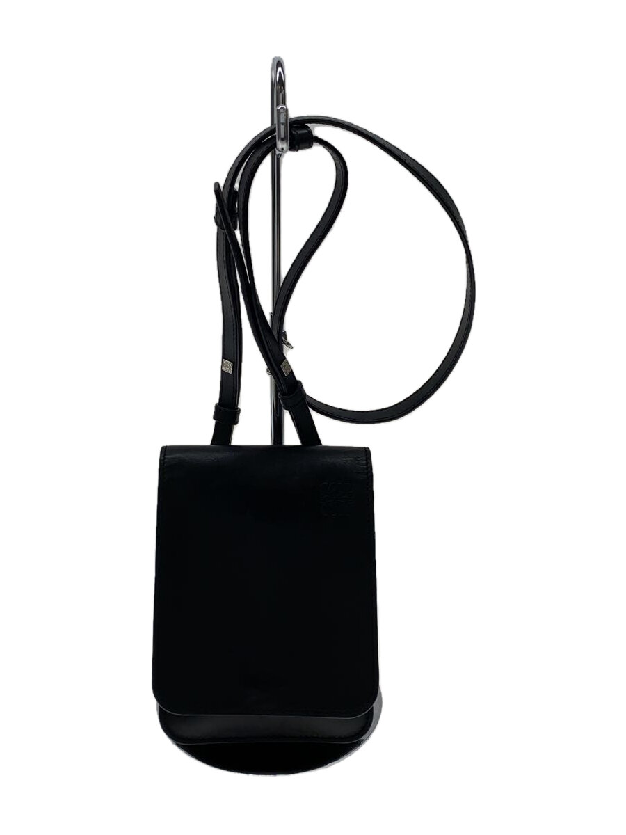 【中古】LOEWE◆ショルダーバッグ/レザー/BLK/無地//【バッグ】