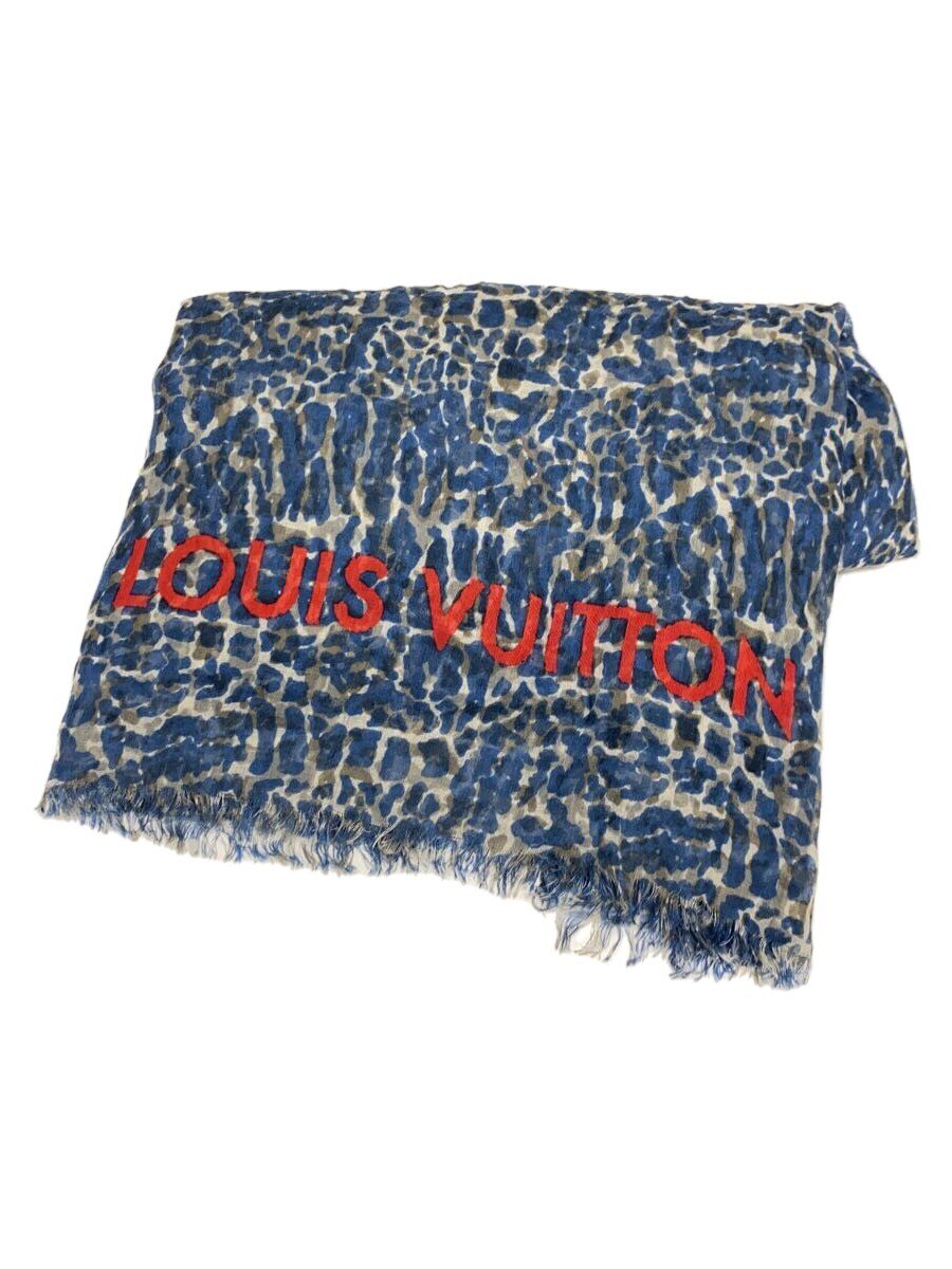 【中古】LOUIS VUITTON◆エトール・リザード_NVY/カシミア/NVY/レオパード/レディース【服飾雑貨他】