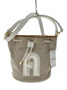 【中古】FURLA◆ショルダーバッグ/キャンバス/WHT【バッグ】