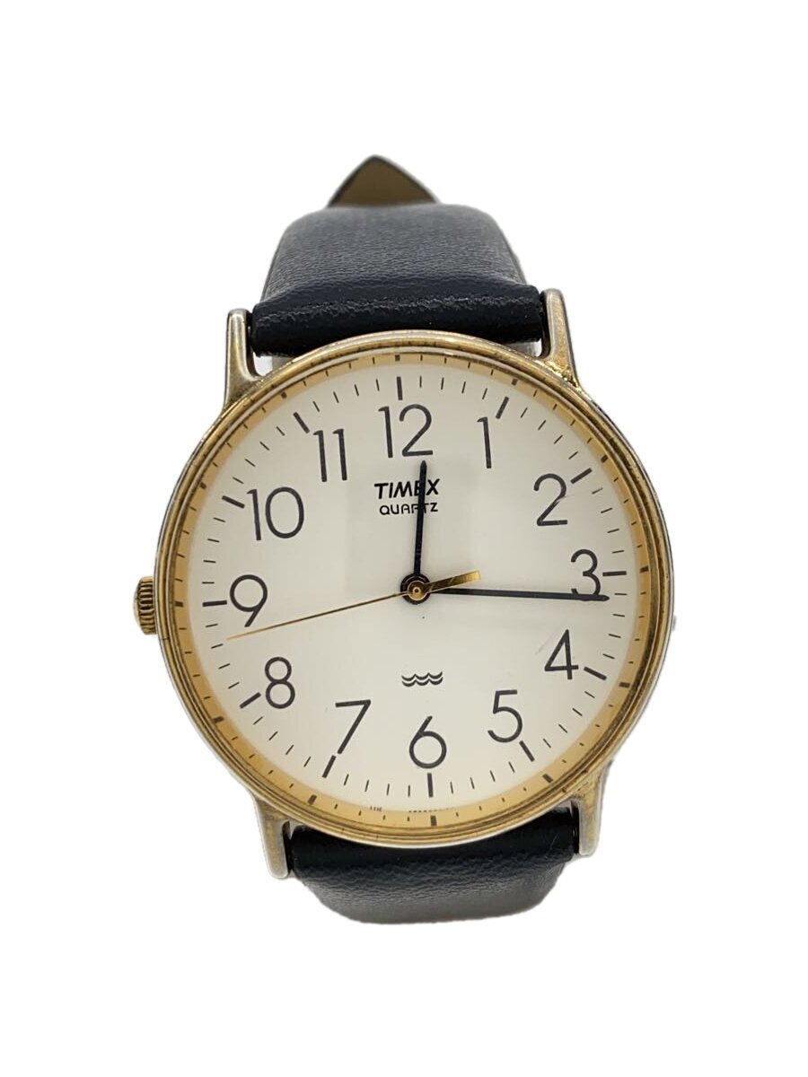 TIMEX - 【中古】TIMEX◆腕時計/アナログ/レザー/BLK/BLK/ーー【服飾雑貨他】