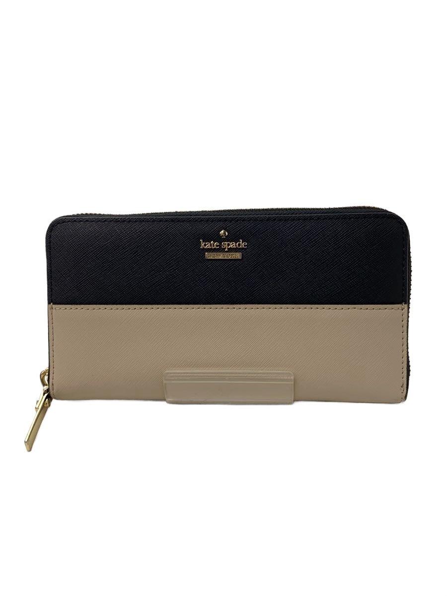 【中古】kate spade new york◆長財布/レザー/BEG/レディース/pwru5073b【服飾雑貨他】
