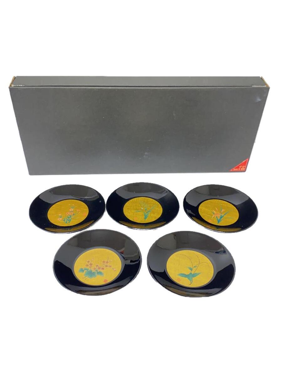 【中古】箔一(HAKUICHI)◆四季花絵変り吹上コースター/5点セット/未使用品【キッチン用品】