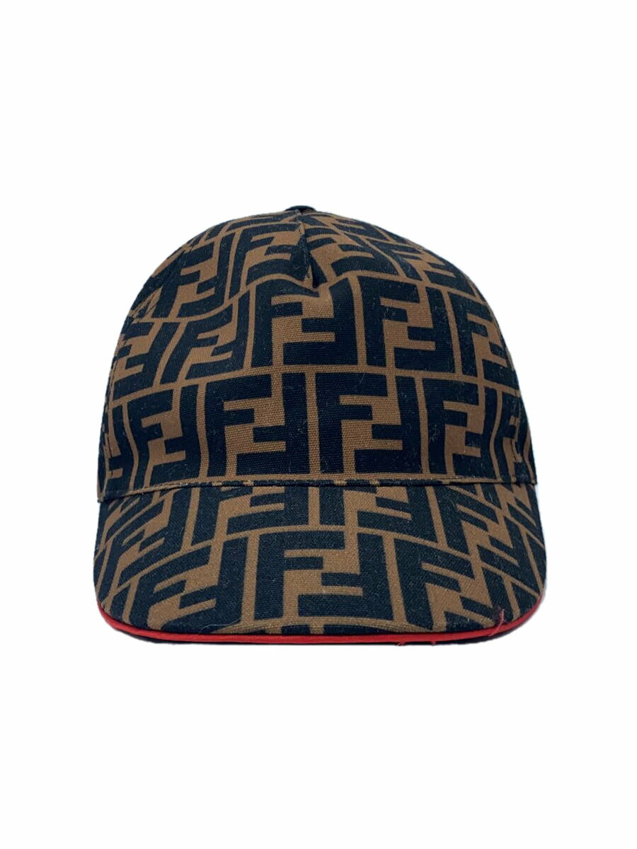 【中古】FENDI◆フェンディ/キャップ/コットン/ブラック/総柄/メンズ/FXQ498/ズッカ柄【服飾雑貨他】
