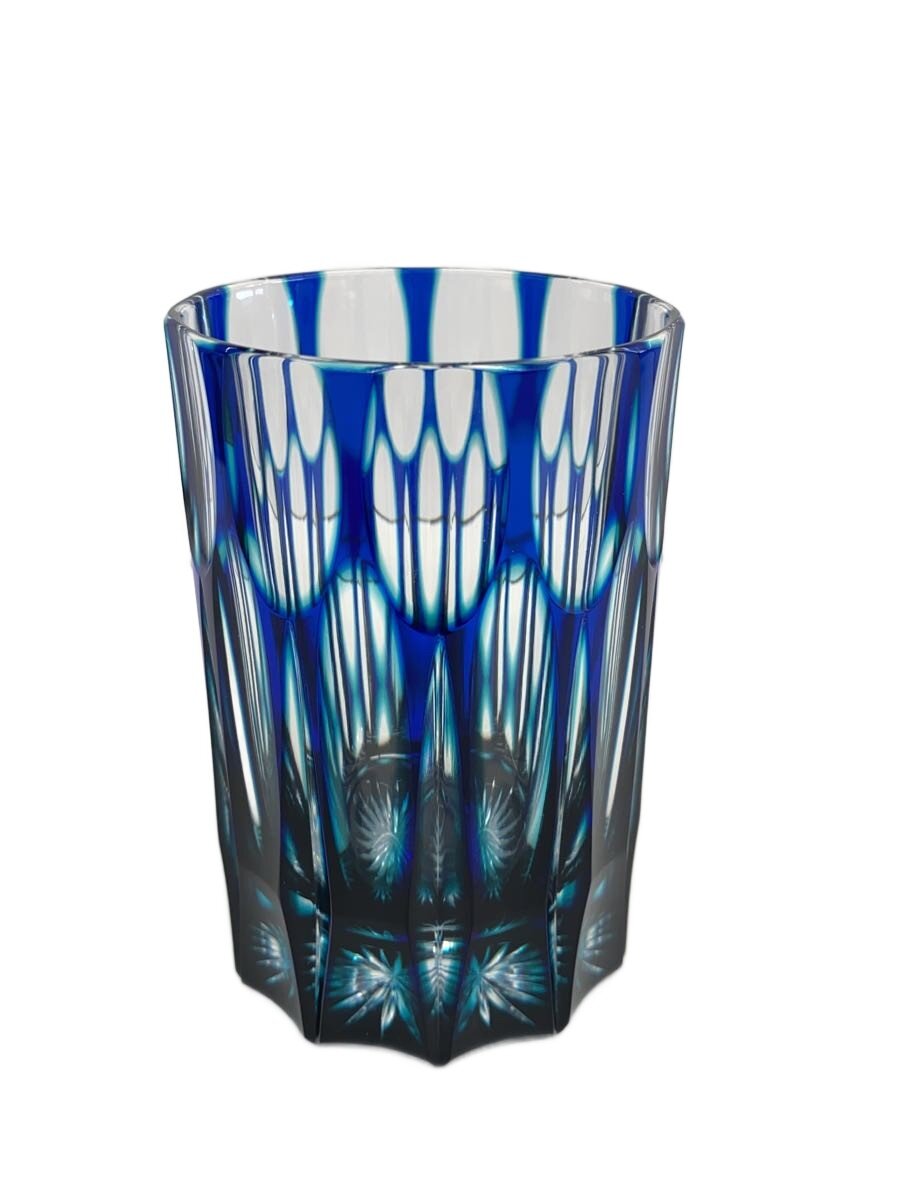 【中古】天満切子◆グラス/BLU/ハイボールグラス24％/剣 青緑【キッチン用品】