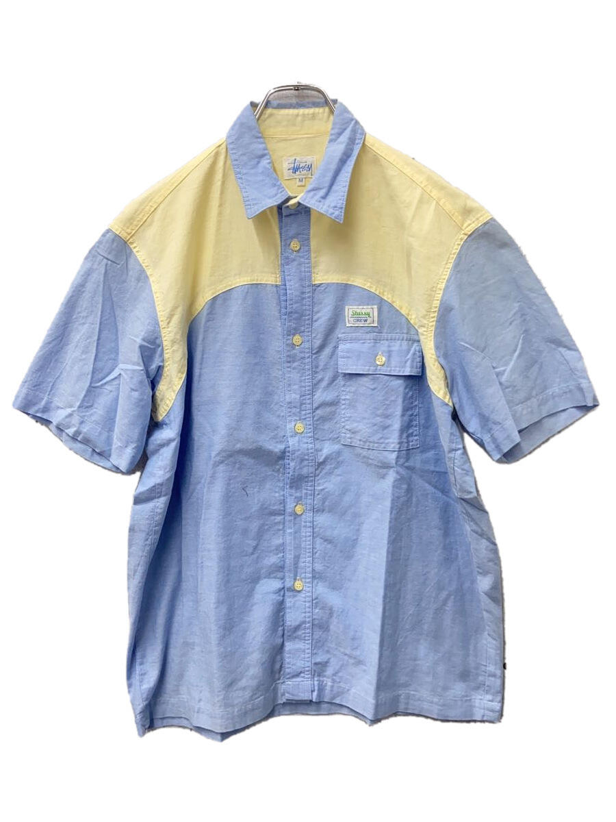 【中古】STUSSY◆90s/USA製/半袖シャツ/M/コットン/BLU【メンズウェア】